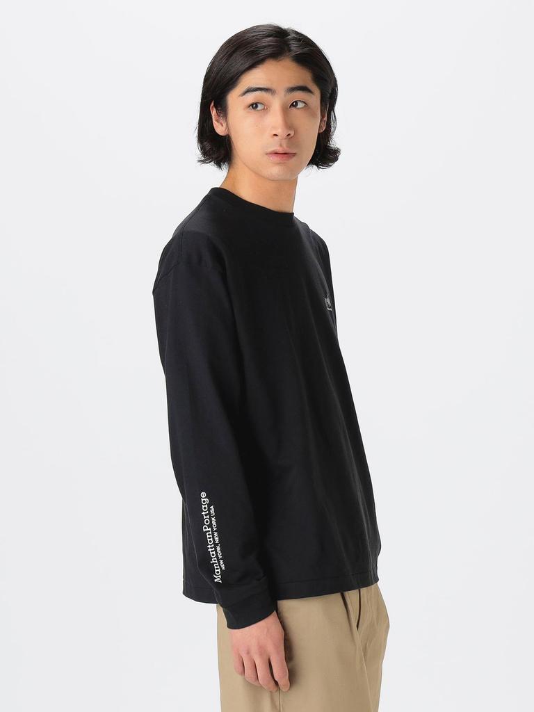 BEAMS LIFE STORE by BEAMS Manhattan Portage Long Sleeve Print T-Shirt, Men's, Black, Size L