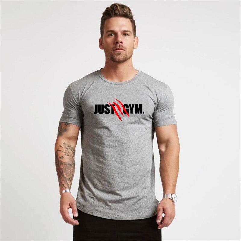 Muscleguys Fashionable and Handsome Letter Printing Sports T-shirt Training Fitness Leisure Short Sleeve