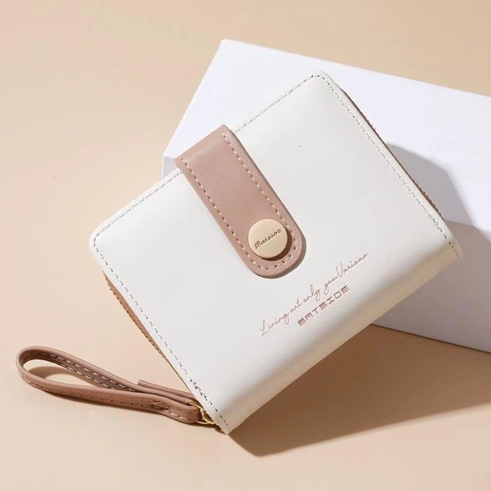 Solid Color Women's Wallet Short PU Purse Simple Lady Wallet Card Holder