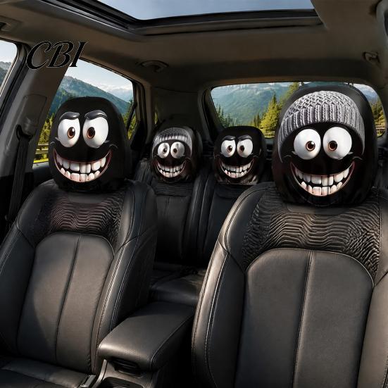 Maniche Copri Poggiatesta Elastiche Traspiranti 4 Pezzi Copri Auto di Halloween, Faccia di Fantasma Spaventosa Decorazioni Tema Horror Protettore, Decorazione Auto Universale