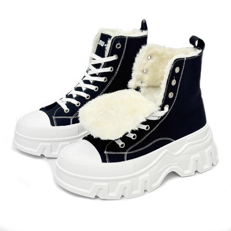 Herren High-Top Fleecegefütterte Winter Canvas Sneaker mit dicker Sohle