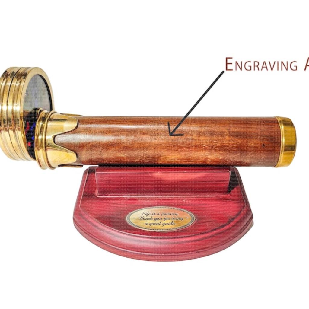 Custom Brass Flower Wheel Kaleidoscope with Stand, Personalized Gift for Dads Men Women Kids Wedding Anniversary Birthdays, Christmas Decor