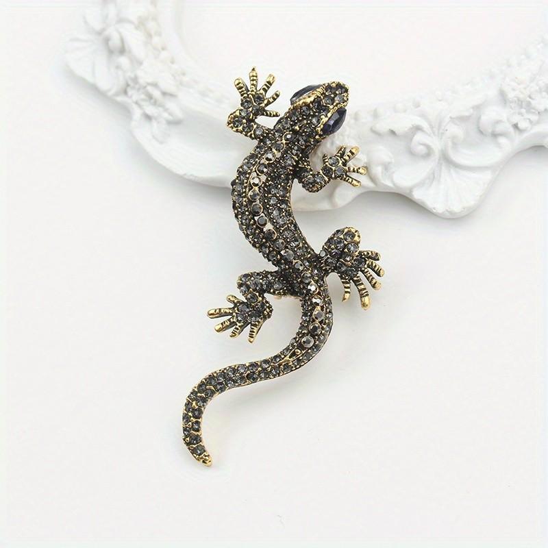 SKEDS Full Rhinestone Chameleon Brooch for Women Unisex Crystal Lizard Pin Banquet Party Backpack Gifts Jewelry Accessories