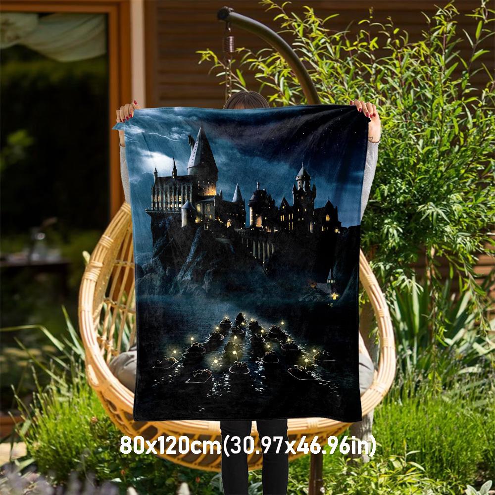 1pc Harry Potter Castle Night Boat Outdoor Flannel Throw Blanket All Season Soft Warmth,Home Decor 1031195
