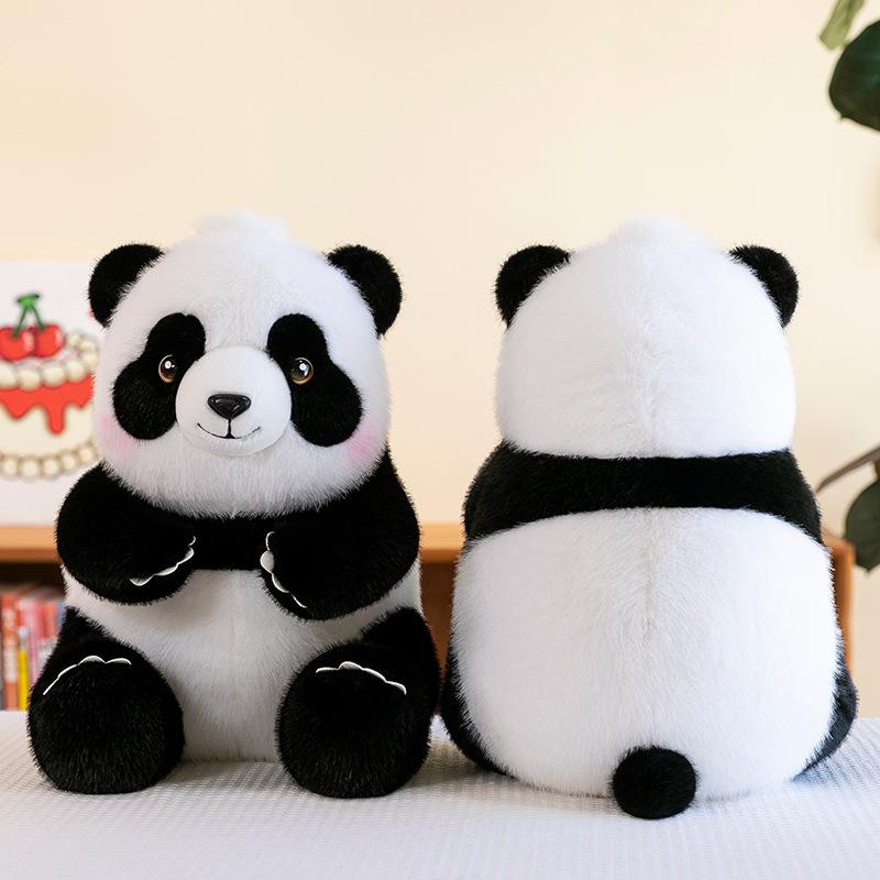 Cute Lazy Panda Plush Toy Zoo Souvenirs National Treasure Doll Robe Gift Flower Home Pillow