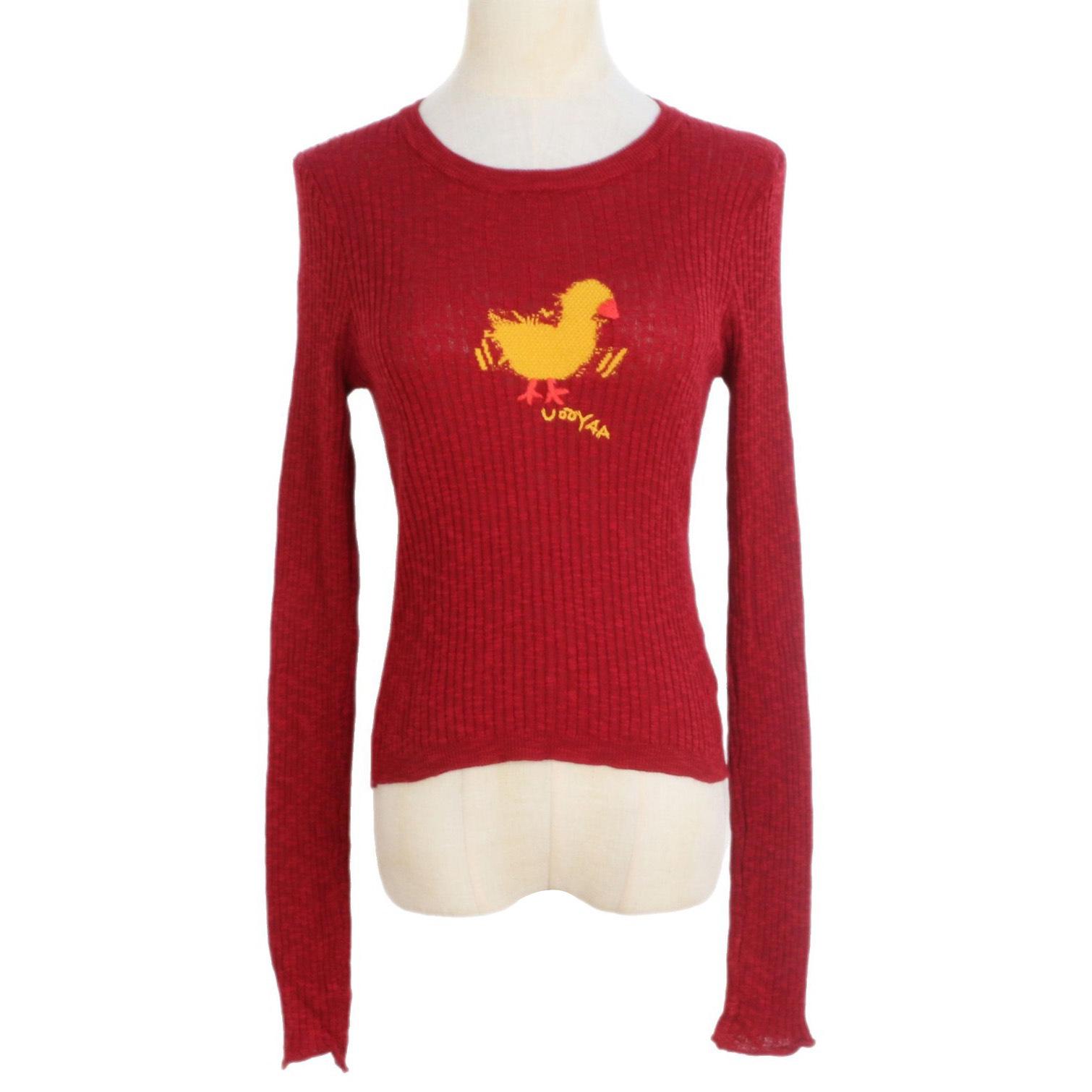 

2025 Spring Women s Cartoon Duck Jacquard Knit Sweater - Round Neck, Long Sleeve, Small Fit Medium
