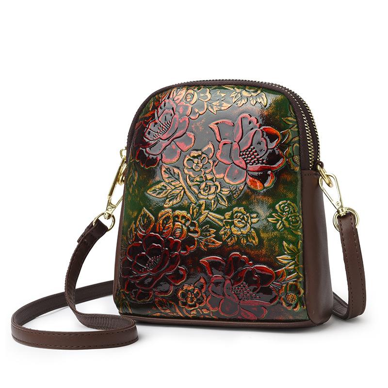 Simple and Versatile Shoulder Bag Women's New Mobile Phone Bag Double-layer Vertical Middle-aged Mother Messenger Bag