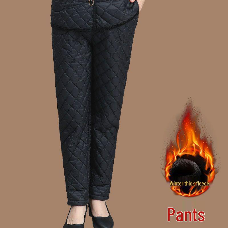 Warm Velvet Cotton Suit for Mom and Grandma: Autumn/Winter Three-Piece Set for Mature Women