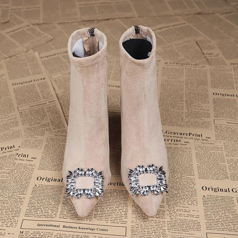 Ladies Shoes   Back Zipper Women'S Boots Fashion Crystal Modern Boots Women Sexy Pointed Toe Plus Size Ankle Boots