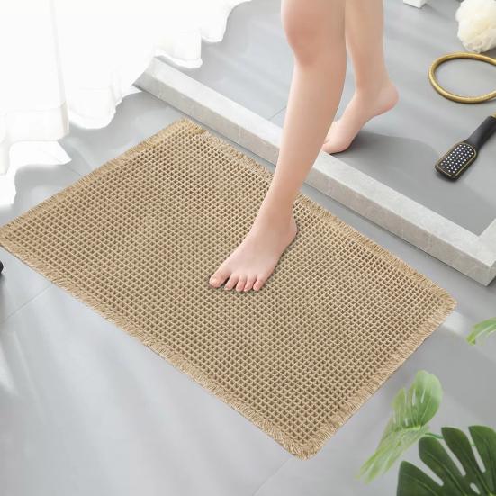 Covoraș de podea absorbant rapid, îngroșat, cu uscare rapidă, textura 3D, antiderapant, fund, care captează murdăria, covor de intrare multifuncțional pentru baie, duș, chiuvetă, bucătărie, covor