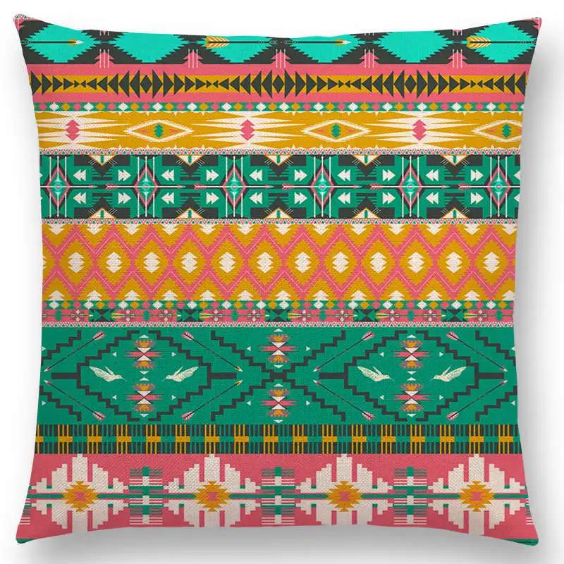 Colorful Seamless Aztec Decorative Prints Sofa Throw Pillow Case Fancy Abstract Geometric Vector Pattern Tribal Cushion Cover