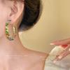 Color crystal earrings women's new popular niche design sense high-end earrings fashion personality atmosphere earrings