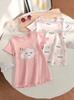 Baby Girls 2-Pack Cloud Print Nightgowns, Short Sleeve Sleep Dresses for Toddler Girls 6M-3Y