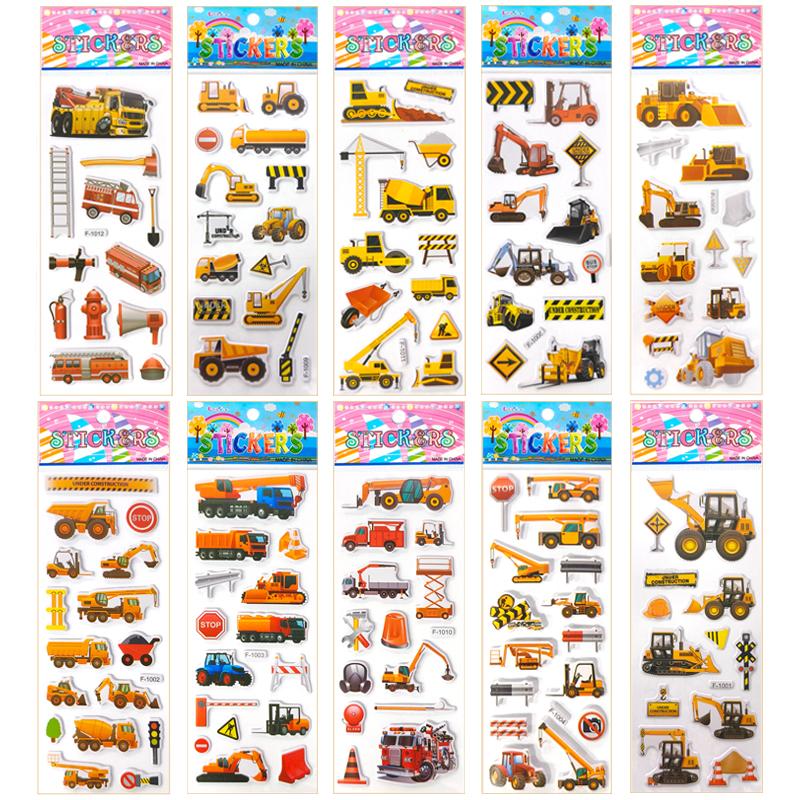 Vehicle Style 3D Puffy Sticker 5/10/15/20 Sheets Scrapbook Bubble Stickers Birthday Festival Gift Rewards Student Stationery ZYF