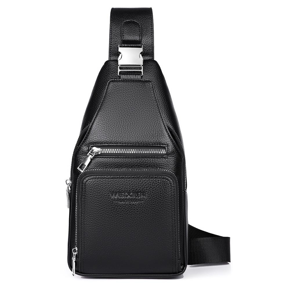 Men's PU Leather Chest Bag - Large Capacity Crossbody Sling Bag,Shoulder Bag, Adjustable Shoulder Strap for Travel & Outdoor Use