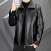 Herren Herbst und Winter mit dicker Samtisolierung und warmer Lederjacke