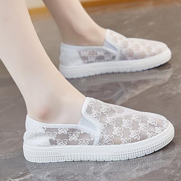 Summer Mesh White Shoes for Students, Breathable and Height Increasing Casual Board Shoes
