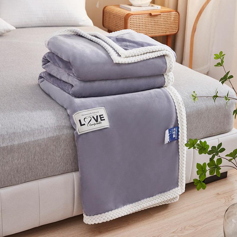 

Winter Thickened Milk Velvet Flannel Blanket - Warm Solid Color Nap Cover 100x150 cm