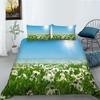 3D Small Daisy Pattern Bedding Single Double Bed Full Size Plant Chrysanthemum Pattern Pillowcase and Quilt Cover 2 or 3 Comfortable Home Decoration