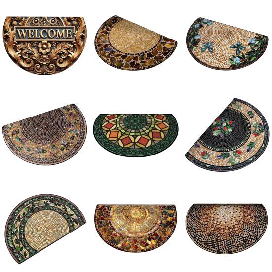 Floor Mat Semi-Circular Design 3D Illusion Rug Non-Slip Decorative Door Mat Entryway Living Room Bedroom Fade-Resistant Area Rug
