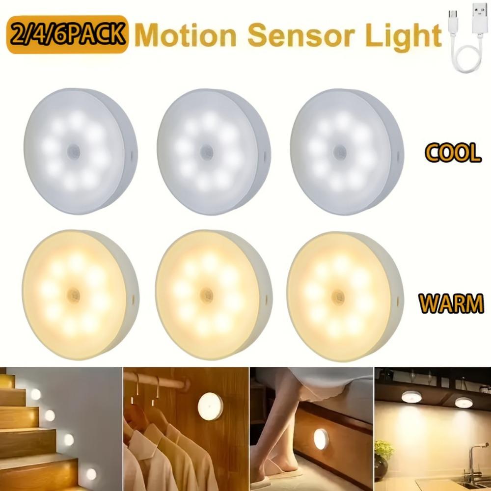 2/4pcs of Magnetic Motion-Sensing Night Lights, USB Charging, Office Lights, Closet Lights, Cabinet Lights, Wine Cabinet Light