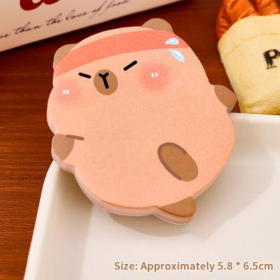 60 Sheets Capybara Post Sticky Notes High-Quality Cute Reusable Sticky Notes Cartoon Adhesive Sticky Notes Student Stationery