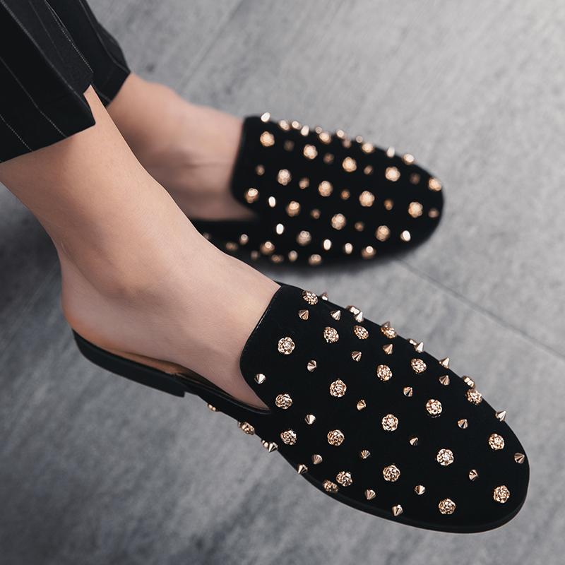 European Station Men Half Slippers Men's Summer Trendy Fashion One Step Indoor Casual Shoes British Style Size 38-44 Men  Slippe