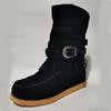Tamanho 36-43 Estilo Ocidental Primavera Outono Tiras com Fivela Botas de Meia-Panturrilha Slip-on Franjas Curtas Moda Feminina Botas Mujer