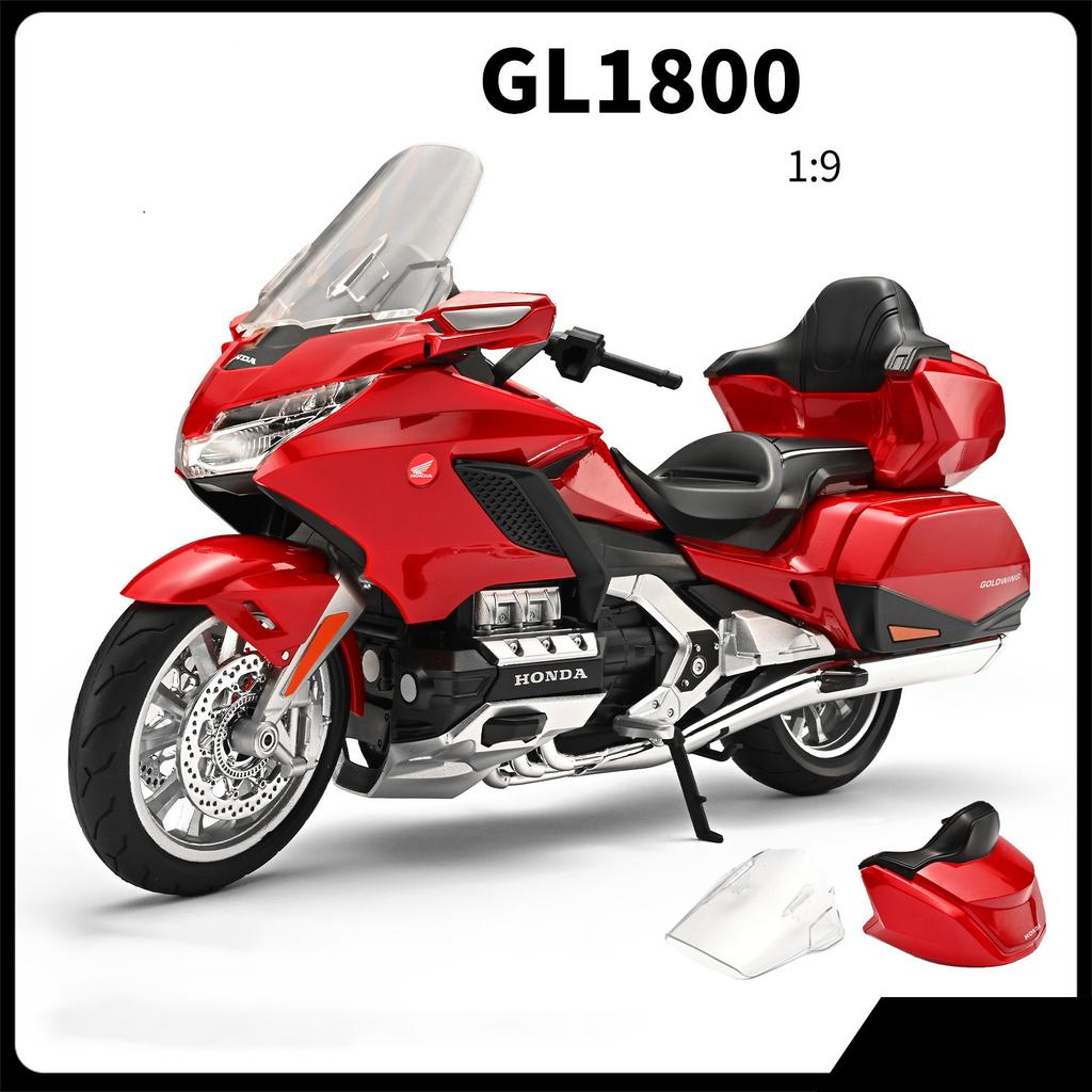 1/9 HONDA Gold Wing GL1800 Alloy Street Motorcycle Model Diecast Metal Leisure Touring Motorcycle Model Sound Light Kid Toy Gift