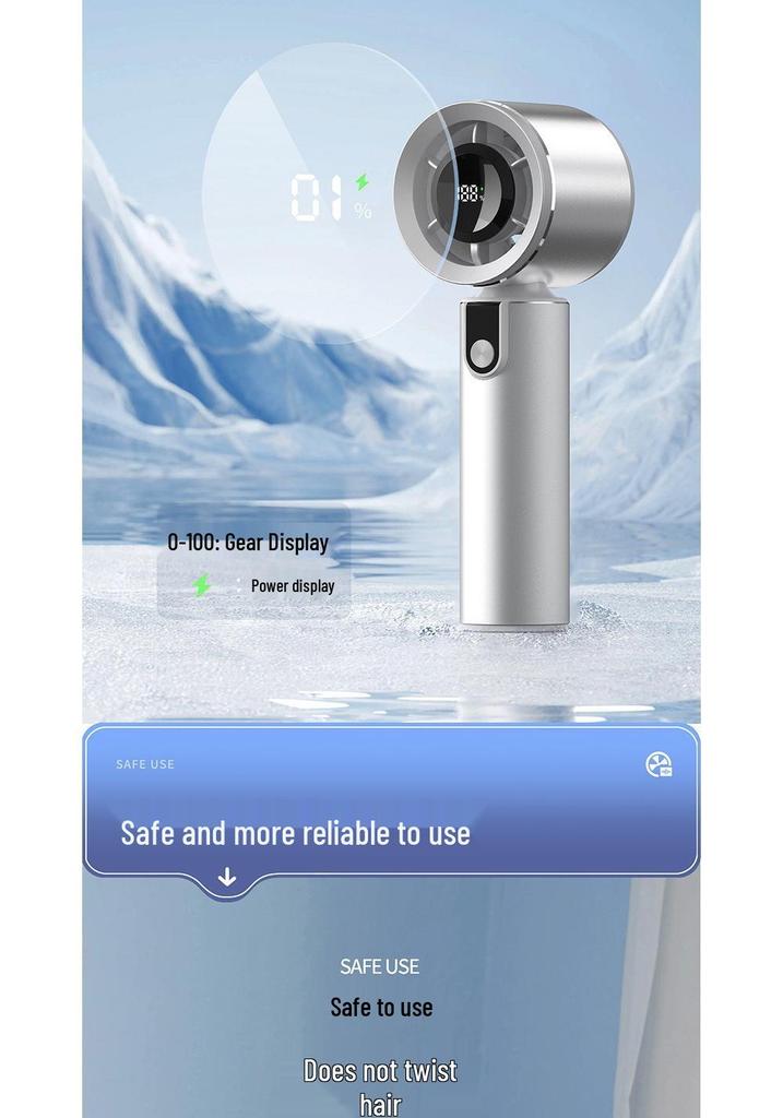 High-Speed Turbo Electric Handheld Fan with Digital Display
