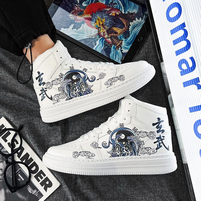 INS Pánské běžecké boty Prodyšné boty na jogging a chůzi Luxusní tenisky pro ženy Čínský styl Cosplay Bílé ležérní boty Obuv