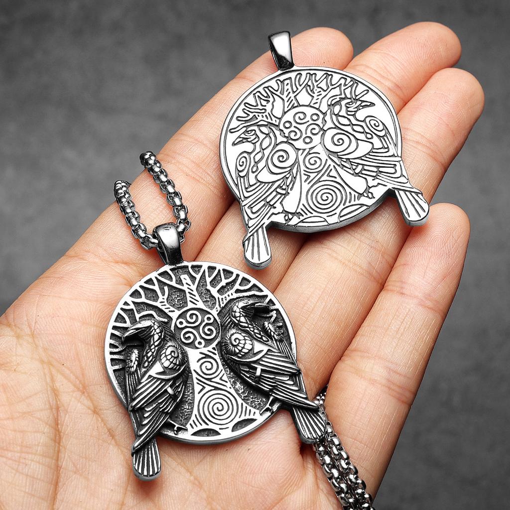 Viking Tree Raven Men Necklaces Stainless Steel Pendant Chain Women Punk Fashion Jewelry New in Accessories Gifts