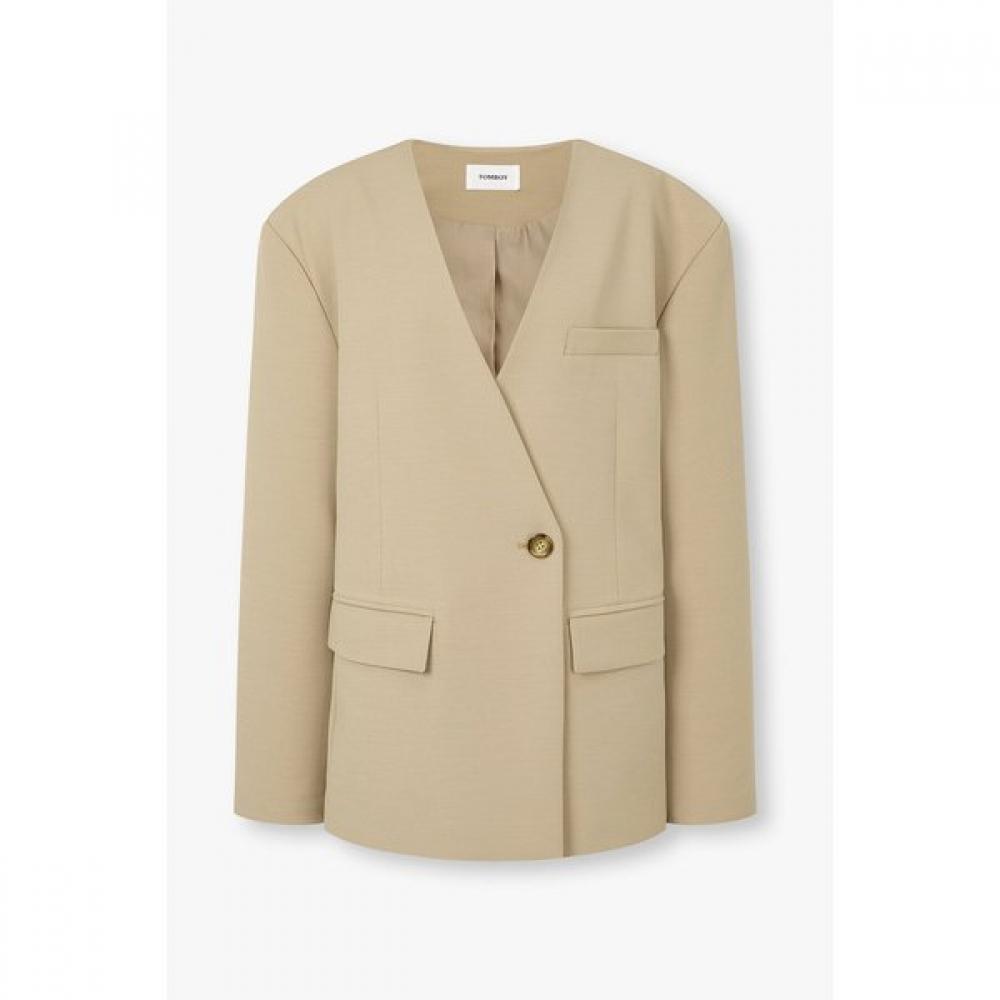 

Studio Tomboy No Collar V Neck One Button Jacket 9106112102ar 11 (beige)/S(55)