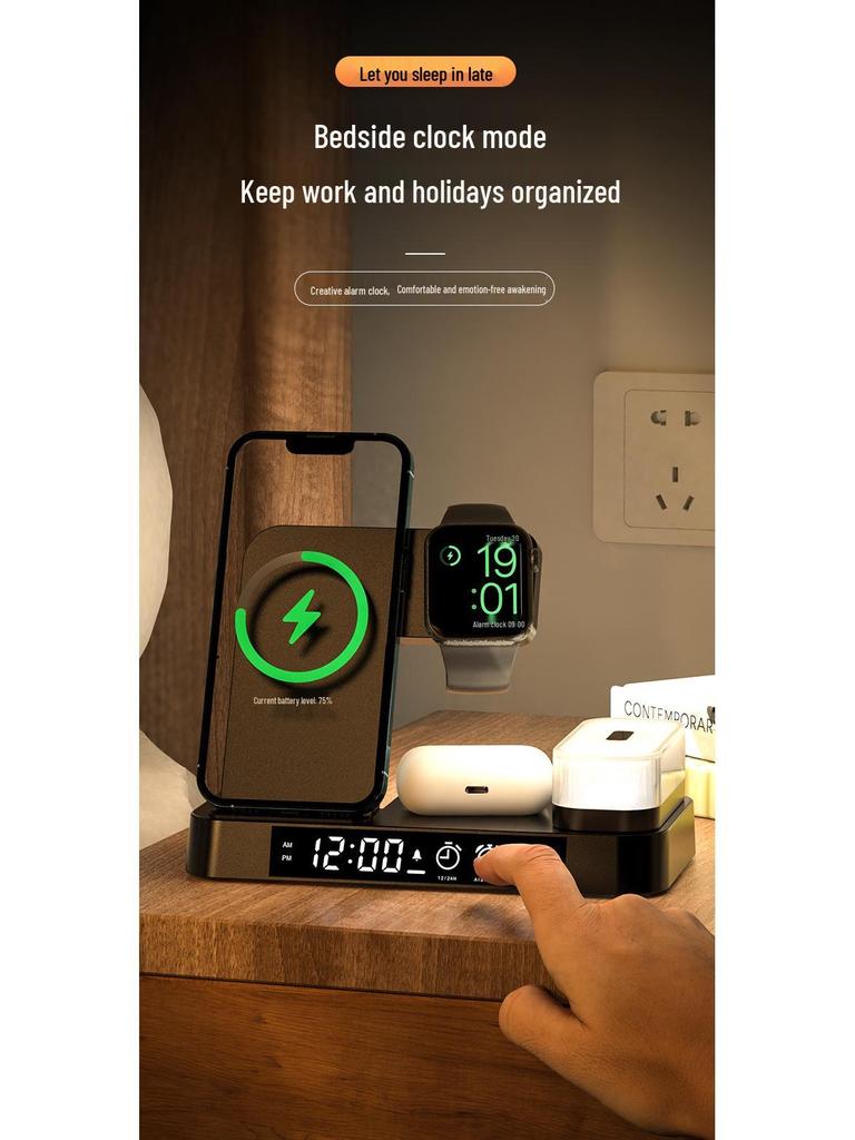 30W 3-in-1 Wireless Charger & Clock for iPhone 14/13