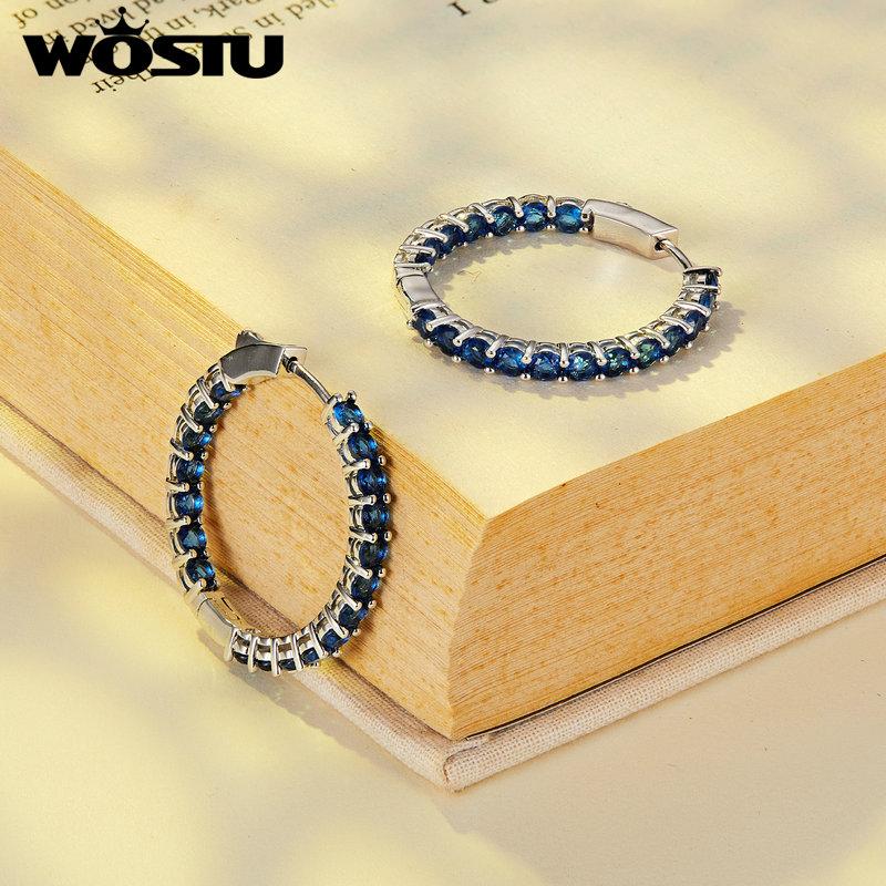 WOSTU Kruhové náušnice Velké kulaté kruhové náušnice Dainty Halo CZ Dámské náušnice