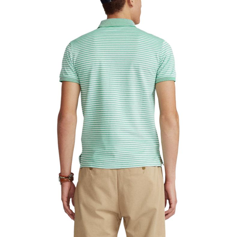 Polo Ralph Lauren Striped Pony Embroidered Slim Fit Short Sleeve Polo Shirt Men tops Green MNPOKNI1N821156-300