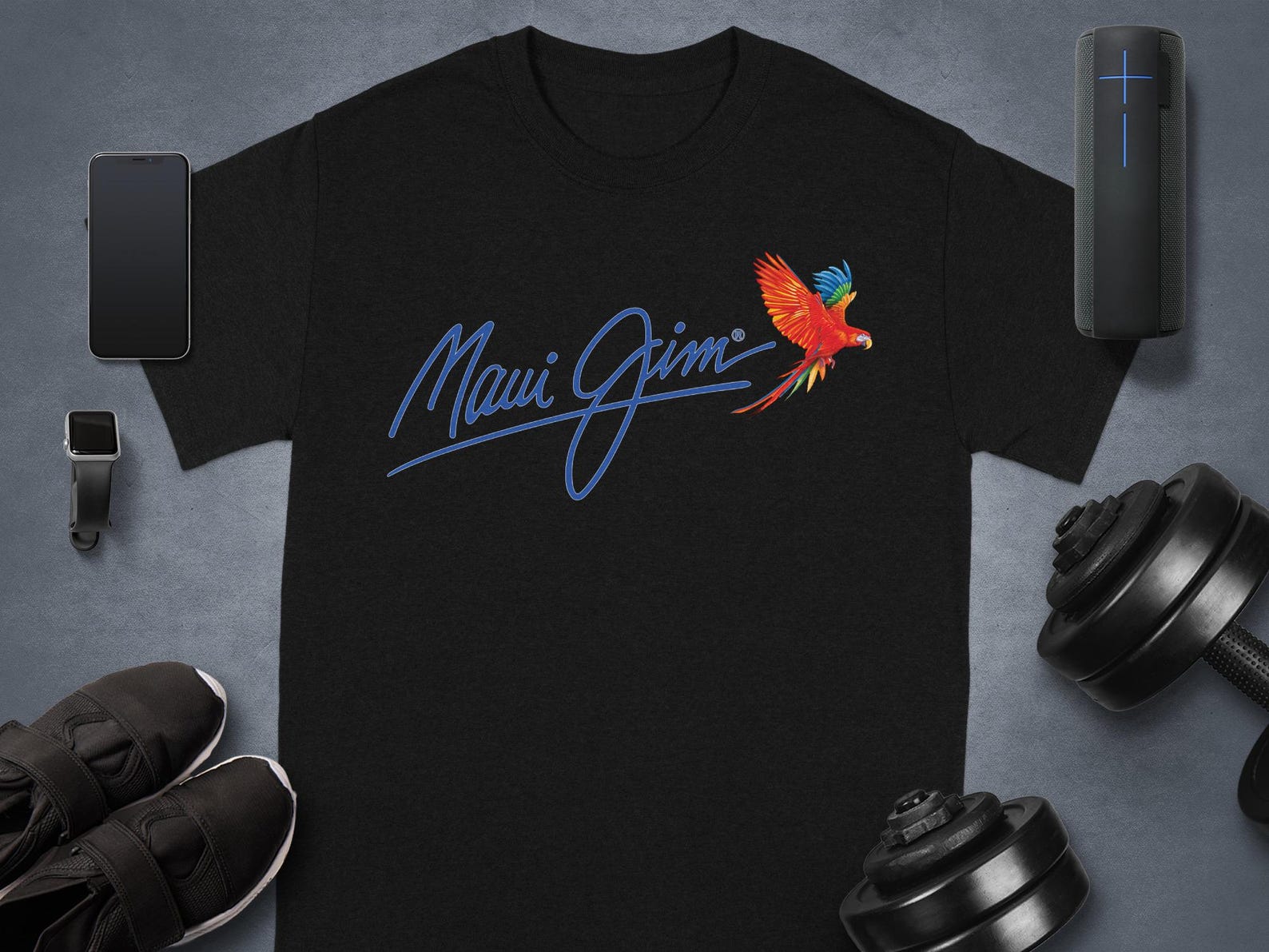 Maui Jim T-Shirt, Parrot Tee, Colorful Bird Graphic, Beach Vacation Shirt, Island Style Gift, Tropical Parrot Art, Bird Lover Gift S