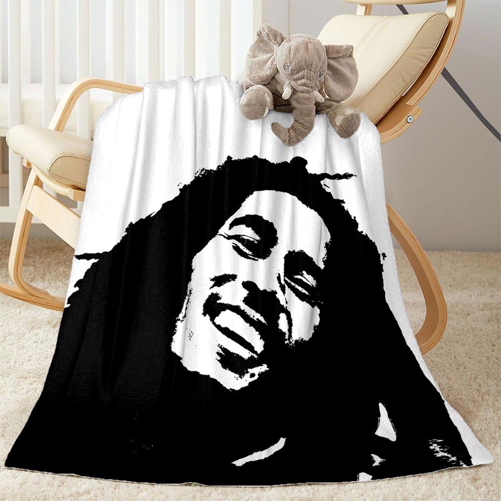 Bob Marley Rasta Blanket Durable Comfort Perfect For Chair Livingroom Sofa Four Seasons Universal Playful Design Birthday Christmas Gift Blanket
