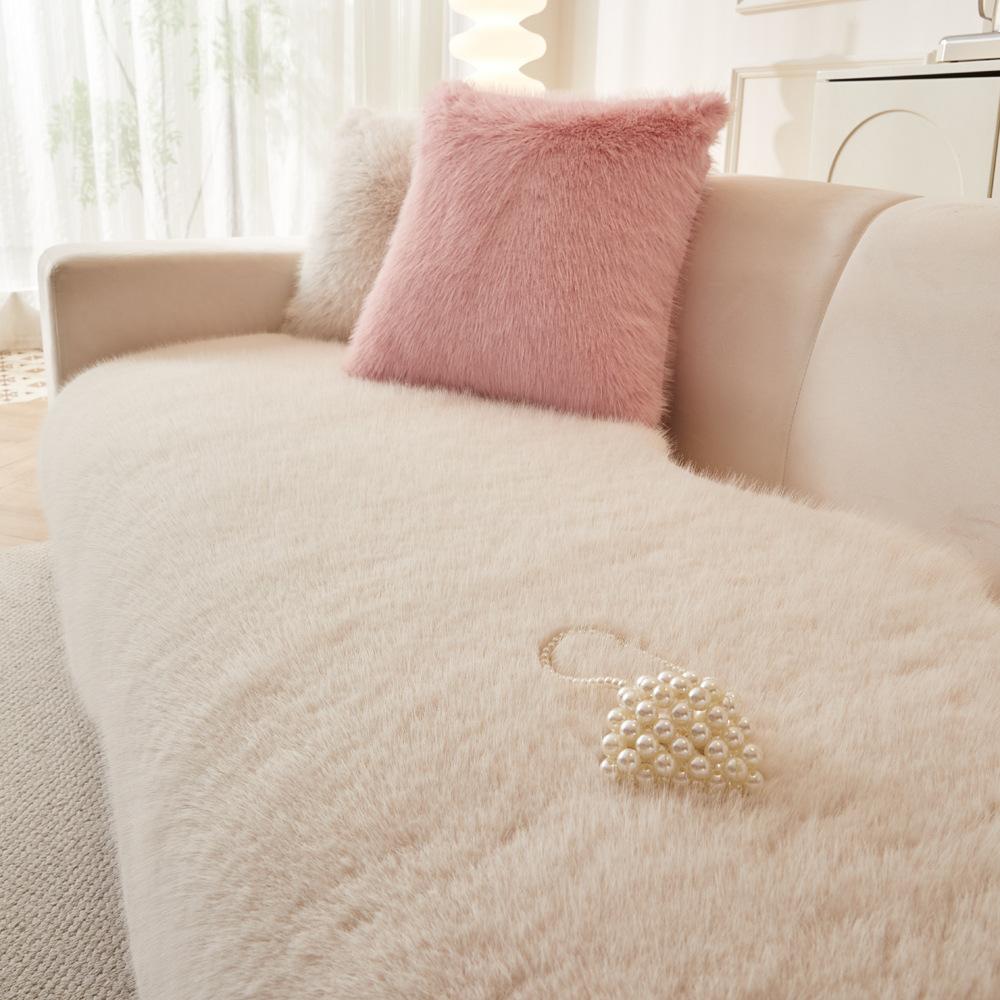 Mink Velvet Special-Shaped Sofa Cushion  Autumn And Winter New Solid Color Sofa Cover Cloth Towel Non-Slip Fixed Leather Sofa Cover
