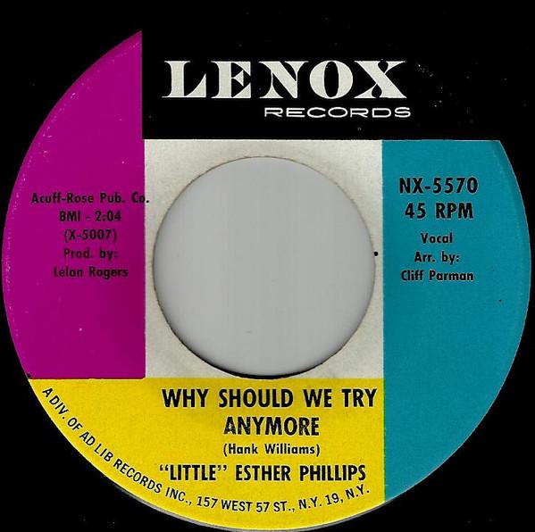 

7-дюймовая пластинка ESTHER PHILLIPS - Why Should We Try Anymore / While I 1306 Lenox Records 1963 US Soul/Funk Used