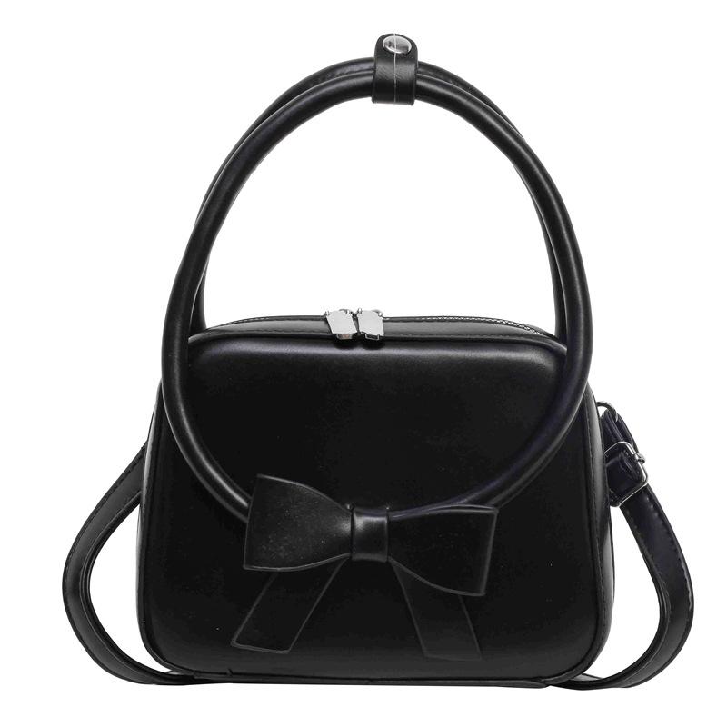 Fashion Bow Bag Women's New Solid Color Versatile Shoulder Messenger Bag Small Square Bag