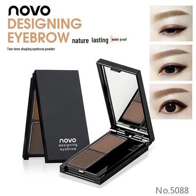 NOVO Dual-Color Eyebrow Powder: Waterproof, Sweatproof, Non-Smudging, Long-Lasting, Natural Look - Perfect for Beginners and Students.