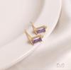 14K Gold-Plated Silver Studs with Rectangular Zircon and Colorful Hanging Ear Pins for DIY Accessories