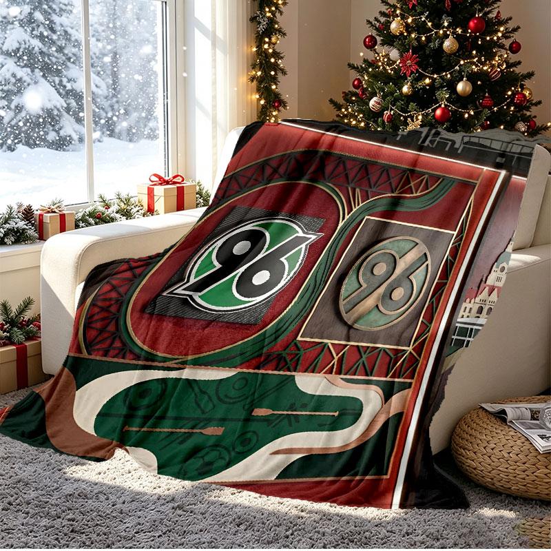 Hannover 96 Football Pattern Blanket for Home Decoration, Bed, Sofa, Car Travel, Camping, Suitable for All Seasons, Birthday Christmas Gift