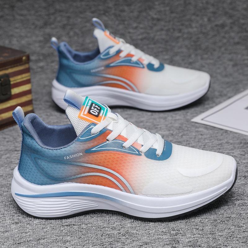 New men's shoes mesh breathable sports shoes casual lace-up student running shoes green men's shoes