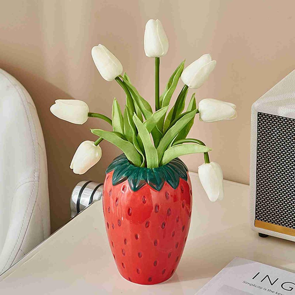 Erdbeer-Vase Schöne Dekorative Fruchtförmige Keramikvase für Couchtisch Bücherregal