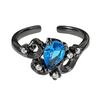 Dark Personality Iris Flower Sea Blue Zircon Flower Opening Ring Niche High-End Temperament Punk Stacked Ring