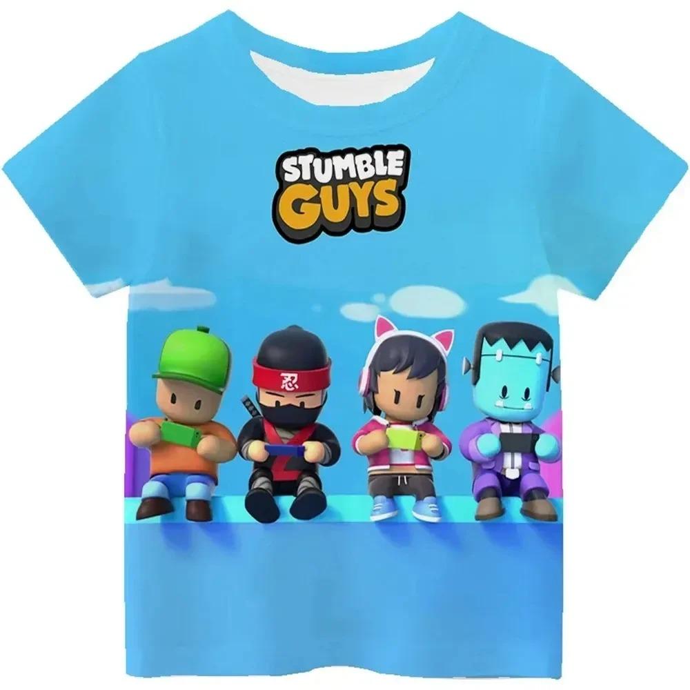 2025 Camiseta Infantil Impresa en 3D Stumble Guys Niños Niñas Camisa Harajuku Dibujos Animados Divertida Camiseta Chico Tops Miércoles Ropa Infantil