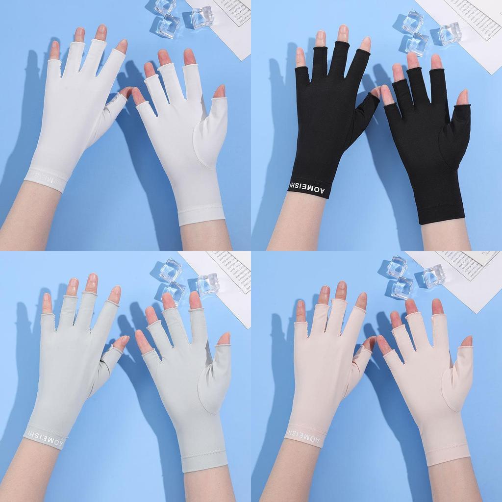 Female Summer Sunscreen Half Finger Gloves With Quick Dry And Touch Screen Functionality