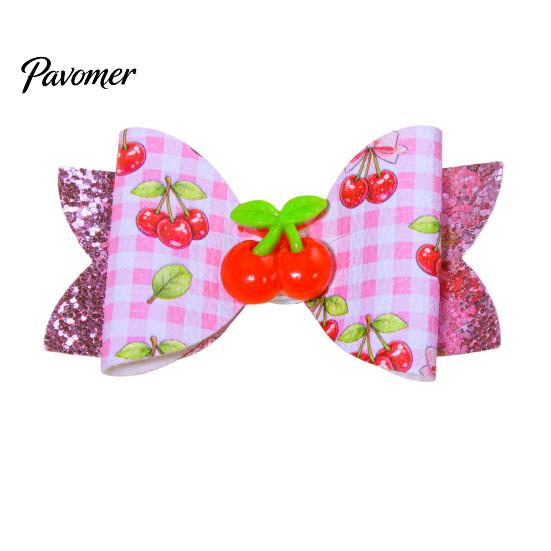 Girls Hair Accessories for Summer Cute Fruit Bow Clip, Artificial Leather Clips, Decorative Pins with Clips Matching Outfits